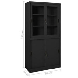 Berkfield Office Cabinet With Sliding Door Anthracite 90X40X180 Cm Steel - thumbnail 8