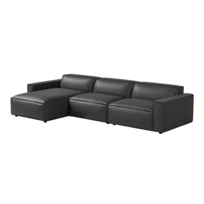 Valencia Nathan Full Aniline Leather Lounge Modular Three Seats With Left Chaise Sofa Black Color Fsc Pine Wood - image 1