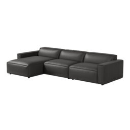 Valencia Nathan Full Aniline Leather Lounge Modular Three Seats With Left Chaise Sofa Black Color Fsc Pine Wood