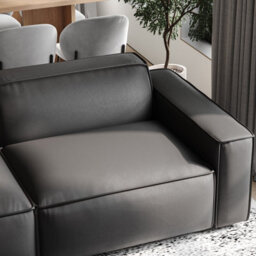 Valencia Nathan Full Aniline Leather Lounge Modular Three Seats With Left Chaise Sofa Black Color Fsc Pine Wood - thumbnail 5