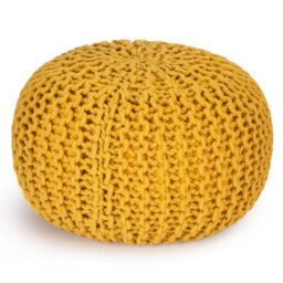 Bravich Handmade Knitted Pouffe Footstool 50Cm - Yellow