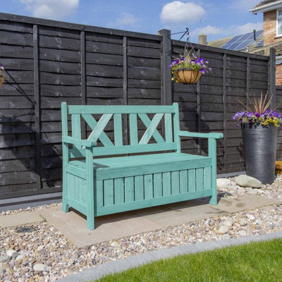 Jack Stonehouse Jsh Outdoor Storage Bench 110L Weather Resistant Garden Storage Box Fir Wood With Showerproof Seat - Green - image 1