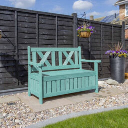 Jack Stonehouse Jsh Outdoor Storage Bench 110L Weather Resistant Garden Storage Box Fir Wood With Showerproof Seat - Green - thumbnail 1