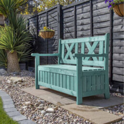Jack Stonehouse Jsh Outdoor Storage Bench 110L Weather Resistant Garden Storage Box Fir Wood With Showerproof Seat - Green - thumbnail 6