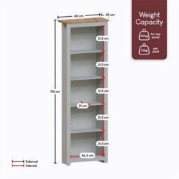 5Tier  Grey Wooden Bookcase Shelf Shelving Tall Display Storage Wood Unit Stand - thumbnail 3