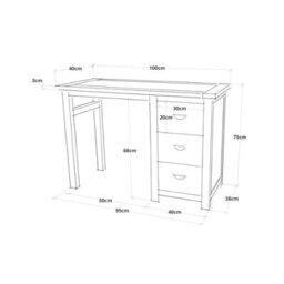 Cabinet Bits Lovere 3 Drawer Desk - Dressing Table Brass Cup Handle - thumbnail 2