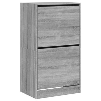 Berkfield Modern Shoe Cabinet With 2 Flip-Drawers Grey Sonoma 60X42X108 Cm