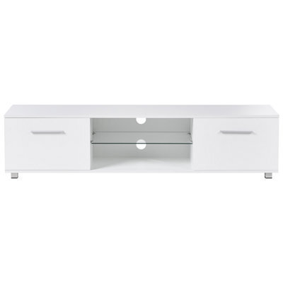 Wyld and Coco Aurora Tv Stand - White Mdf With Metal Legs, Built-In Led And Cable Management (W160 X D40 X H38Cm) - image 1
