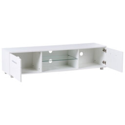 Wyld and Coco Aurora Tv Stand - White Mdf With Metal Legs, Built-In Led And Cable Management (W160 X D40 X H38Cm) - thumbnail 5