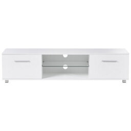 Wyld and Coco Aurora Tv Stand - White Mdf With Metal Legs, Built-In Led And Cable Management (W160 X D40 X H38Cm) - thumbnail 1