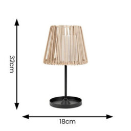 Natural Rattan Solar Table Top Lamp Outdoor  Light Garden Lighting Candle - thumbnail 2