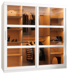 Arte Parma 180Cm Sliding Door Wardrobe In Crisp White - Luxurious Storage With Smoked Glass Panels - thumbnail 1