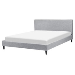 Beliani Bed Fabric Fitou 160 X 200 Cm (Eu King Size) Light Grey - thumbnail 1