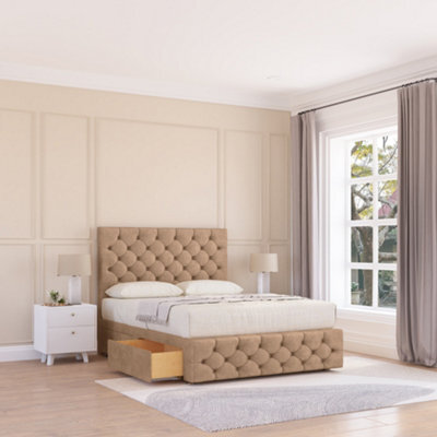 "Sloomy 3Ft Watson Divan Bed Base Sand Naples ,no Drawers, 12"" Footboard & 26"" Struts Headboard - Single" - image 1