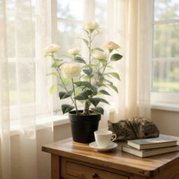 Minster Artificial Camellia Plant - L50 X W50 X H58 Cm - thumbnail 4
