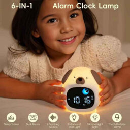 Puppy Alarm Clock 4.87 Inch Sleep Training Clock Touch Night Light For Children Bedroom - thumbnail 6