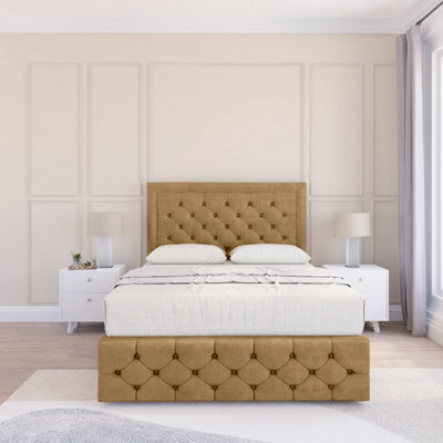 "Sloomy 4Ft Madison Naples Sand Bed Set With 2 Drawers & Footboard, Mattress & 54"" Headboard - Small Double" - image 1