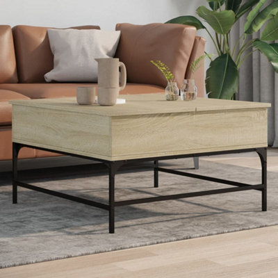 Berkfield Coffee Table Sonoma Oak 80X80X45 Cm Engineered Wood And Metal - image 1