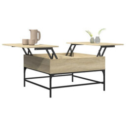 Berkfield Coffee Table Sonoma Oak 80X80X45 Cm Engineered Wood And Metal - thumbnail 4