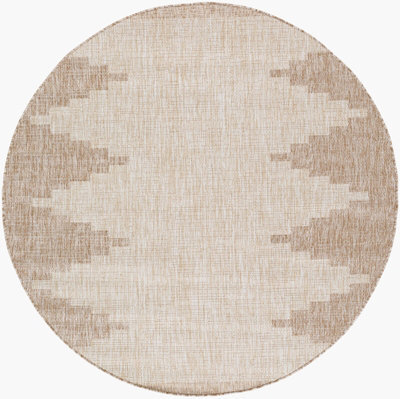 Livabliss Round Eagean-Global Cream Beige Brown In- & Outdoor Rug 160 X 160 Cm Easy Care, Non Shedding - image 1