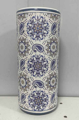 Minster 18 Inch Umbrella Stand - L20 X W20 X H46 Cm - Blue/white - image 1