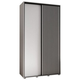 Arte Stylish Sapporo Sliding Door Wardrobe With Lamella Effect - White Matt (H)2050mm (W)1400mm (D)600mm - thumbnail 2