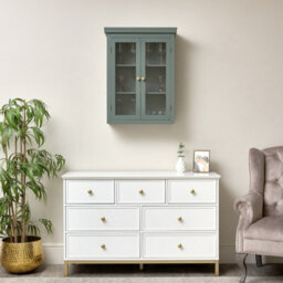 Melody Maison Green Glass Fronted Wall Cabinet 75Cm X 57Cm - thumbnail 8