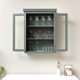 Melody Maison Green Glass Fronted Wall Cabinet 75Cm X 57Cm - thumbnail 5