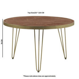Wyld Haus Bandung Dark Mango Wood And Gold Round Dining Table - thumbnail 7