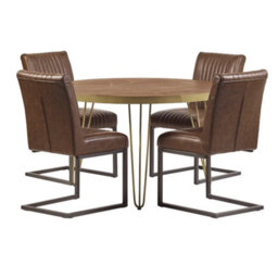 Wyld Haus Bandung Dark Mango Wood And Gold Round Dining Table - thumbnail 4