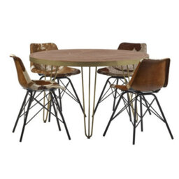 Wyld Haus Bandung Dark Mango Wood And Gold Round Dining Table - thumbnail 5