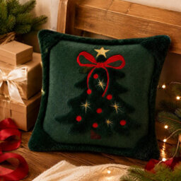 CLEFFNS 2Pcs 3D Jacquard Christmas Tree Pillow Covers, 18 X 18 In, Christmas Decorative Cushion Case, Winter Holiday Season Cushion Covers - thumbnail 7