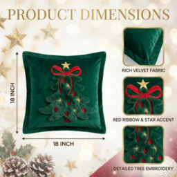 CLEFFNS 2Pcs 3D Jacquard Christmas Tree Pillow Covers, 18 X 18 In, Christmas Decorative Cushion Case, Winter Holiday Season Cushion Covers - thumbnail 5