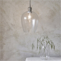Loops Hanging Ceiling Pendant Light - Bright Nickel Plate & Clear Hammered Glass - 10W Led E27 - thumbnail 4