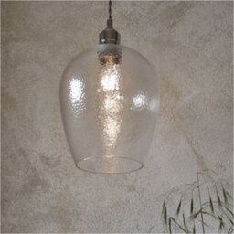 Loops Hanging Ceiling Pendant Light - Bright Nickel Plate & Clear Hammered Glass - 10W Led E27 - thumbnail 3
