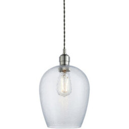 Loops Hanging Ceiling Pendant Light - Bright Nickel Plate & Clear Hammered Glass - 10W Led E27 - thumbnail 1