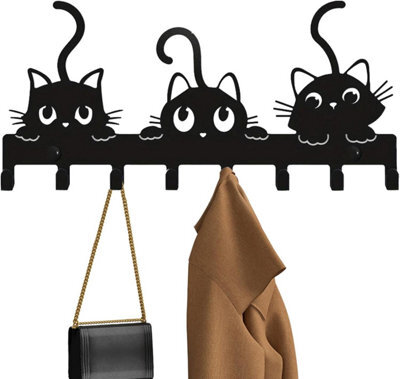 Wall-Mounted Key Holder, Coat Rack With Cat Motif, Modern And Chic Towel Rack - image 1