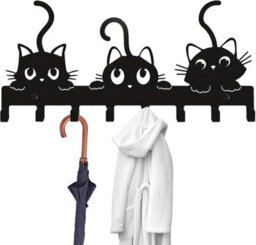 Wall-Mounted Key Holder, Coat Rack With Cat Motif, Modern And Chic Towel Rack - thumbnail 5