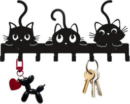 Wall-Mounted Key Holder, Coat Rack With Cat Motif, Modern And Chic Towel Rack - thumbnail 6