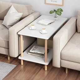 White Narrow Side Table Living Room Bedside End Table - thumbnail 4