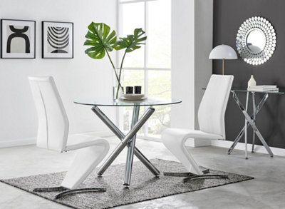 Furniturebox Uk Selina Round Dining Table And 2 White Willow Chairs - image 1
