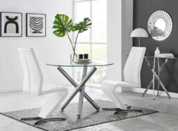 Furniturebox Uk Selina Round Dining Table And 2 White Willow Chairs - thumbnail 1