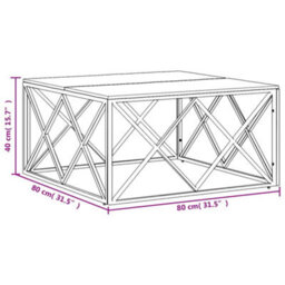 Berkfield Modern Coffee Table Silver Stainless Steel And Solid Wood Acacia - thumbnail 6