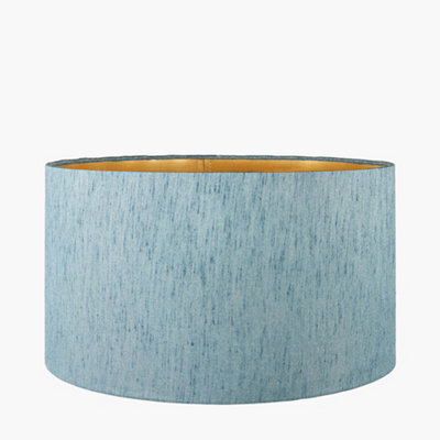 Pacific Lifestyle 30Cm Duck Egg Slubbed Faux Silk Gold Lined Cylinder Lampshade Soft Blue Table Lamp Shade - image 1