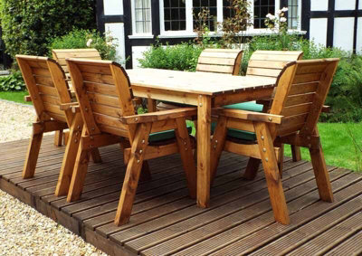 Charles Taylor Trading Six Seater Rectangular Table Set With Cushions - W290 X D245 X H98 - Fully Assembled - Green - image 1