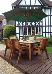 Charles Taylor Trading Six Seater Rectangular Table Set With Cushions - W290 X D245 X H98 - Fully Assembled - Green - thumbnail 3