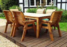 Charles Taylor Trading Six Seater Rectangular Table Set With Cushions - W290 X D245 X H98 - Fully Assembled - Green - thumbnail 1