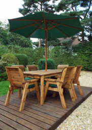 Charles Taylor Trading Six Seater Rectangular Table Set With Cushions - W290 X D245 X H98 - Fully Assembled - Green - thumbnail 2