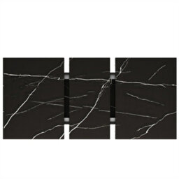 Abrihome Telescopic Dining Table With Black Marble Pattern, 120-160Cm, Extendable Marble Table With Internal Panels, Black - thumbnail 6
