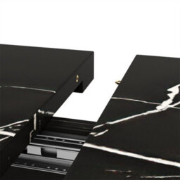 Abrihome Telescopic Dining Table With Black Marble Pattern, 120-160Cm, Extendable Marble Table With Internal Panels, Black - thumbnail 7